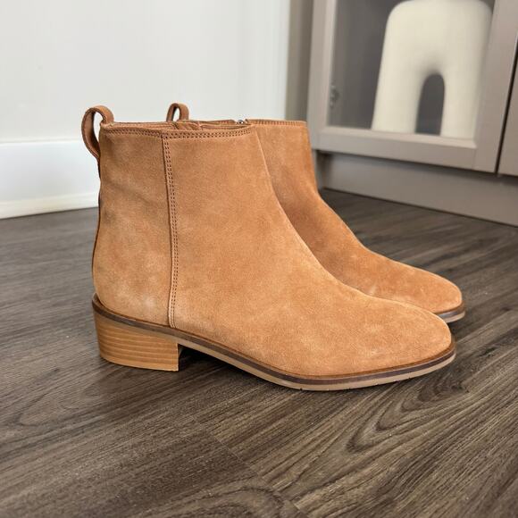 Aquatalia Carisa Suede Leather Whiskey Brown Heeled Ankle Bootie 8.5 NEW Boots - Picture 1 of 8